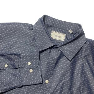 Williams & Kent XL 100% Cotton Cobalt Blue Button Down Print‎